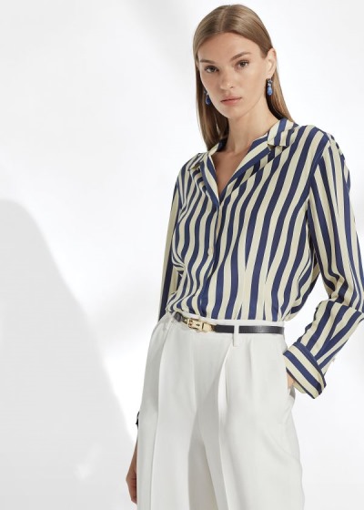 Dámské Košile Ralph Lauren Vanna Striped Silk - 08123-ELKQ